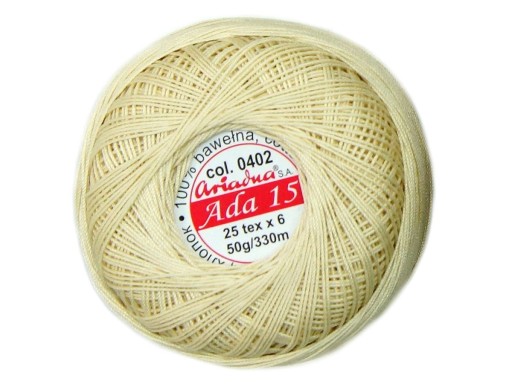 Cordonek ADA 15 Ariadna 0402 ecru 50g 330m