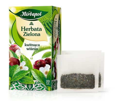 Zelený čaj vo vrecúškach Herbapol s čerešňou 20 ks