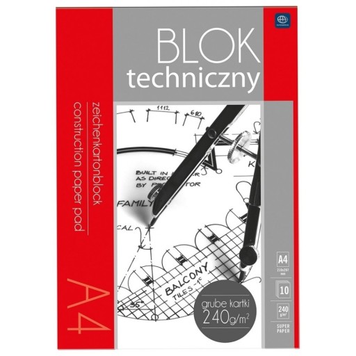Technický blok A4, biely, 240 g/m2, Premium, Inte