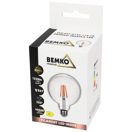 LED ZDROJ FILAMENTU 230V E27 G125 11W 1550LM 4000K 320ST
