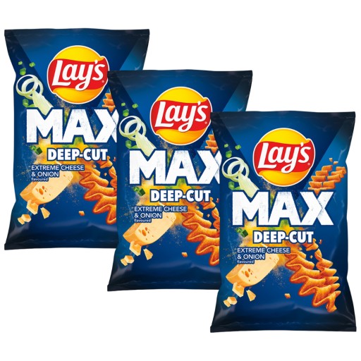 Lay's Lays Max Syr a cibuľové lupienky hlboko krájané 3x 120g