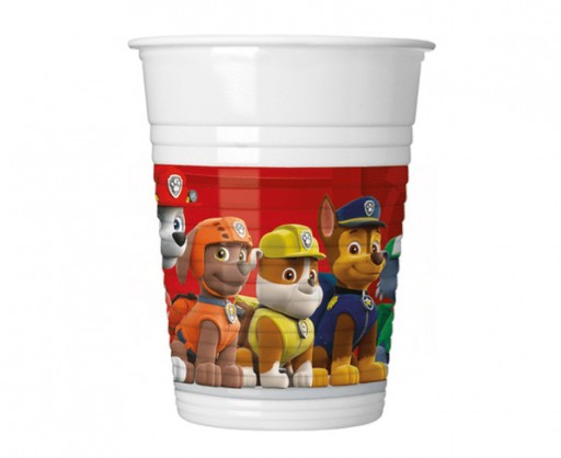 Plastové poháre PAW PATROL, červené, 8 ks