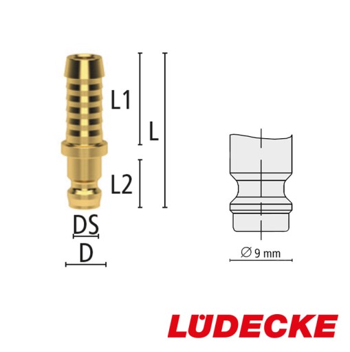 Zátka na reguláciu teploty DN 6 LUDECKE hadicová spojka 13 mm MS