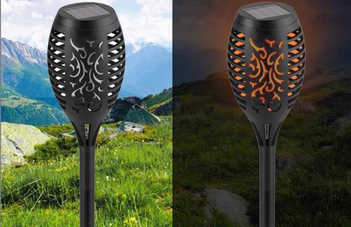 Solárna lampa LED lampáš s plameňovým efektom