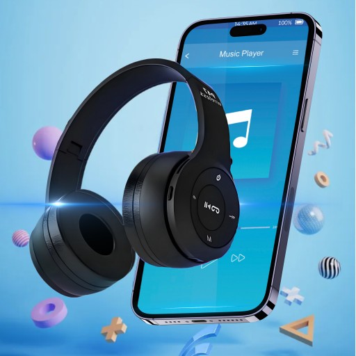 BEZDRÔTOVÉ SLÚCHADLÁ BLUETOOTH NA UCHY MP3 P47 ŠPORTOVÉ HERNÉ SLÚCHADLÁ ČIERNA