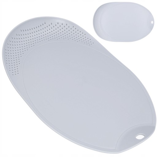 Plastová DOSKA NA KRAJENIE s odkvapkávačom 2v1 kuchyňa 37x25 cm svetlo šedá
