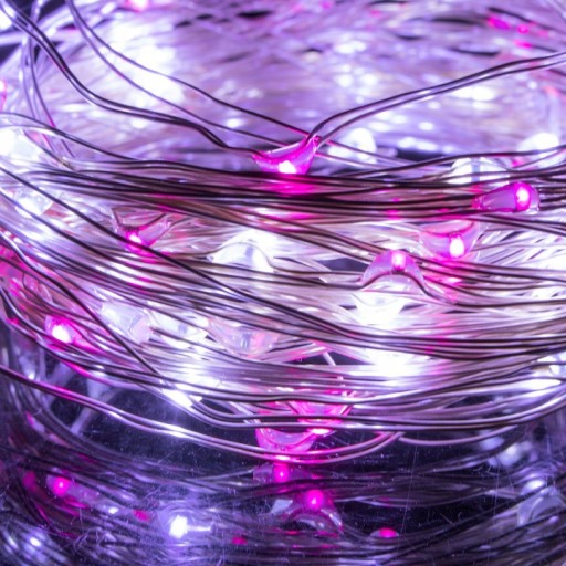 20 LED DRÔTOVÝCH SVIETIDIEL NA VIANOČNÝ STROMČEK RUŽOVÁ BIELA NA MIKRO BATÉRIE