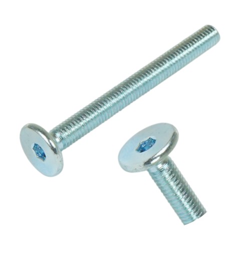 10x metrická skrutka M6 x 70 mm biela pozinkovaná s hlavou valca, nábytková skrutka
