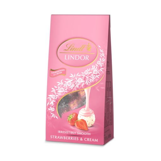 Lindt LINDOR Pralinky pralinky jahodové čokolády biela čokoláda 100g