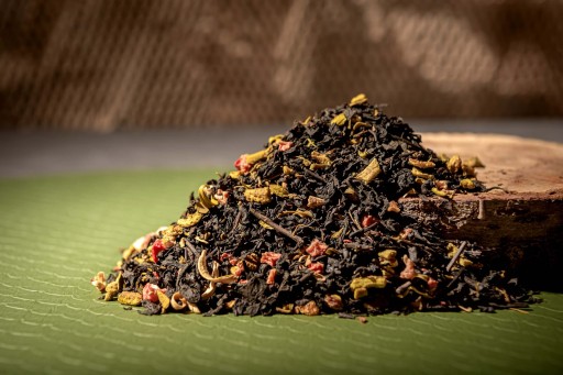 Červený čaj pu-erh, pomaranč, 50g, s jahodami