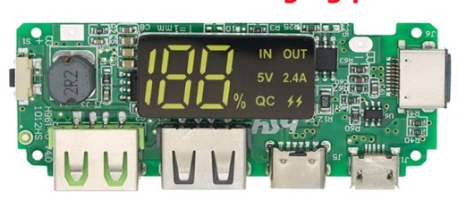 QC 2,4A USB-C Lightning BMS + LCD modul powerbanky