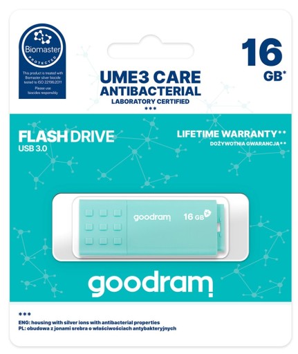 Antibakteriálna pamäťová jednotka GOODRAM 16GB UME3 CARE 3.0