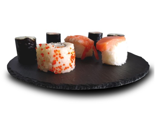 Okrúhla bridlicová kamenná doska na sushi tapas, 20 cm