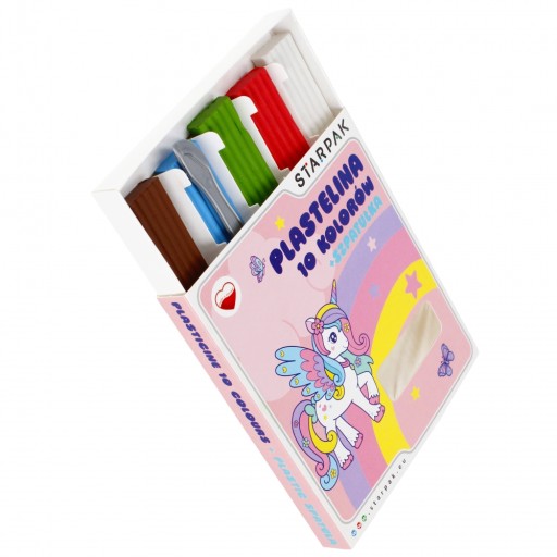 Plastelína 10 farieb vlnitá špachtľou Unicorn STARPAK