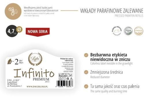 Parafínová vložka naliata do sviečok na 2 dni