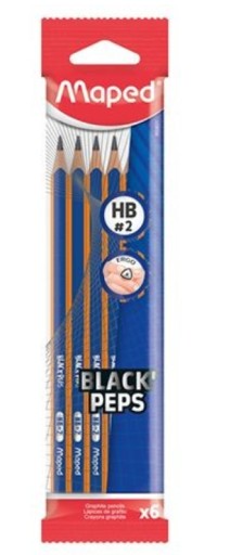 Trojhranná ceruzka Maped Black Peps HB, 6 kusov