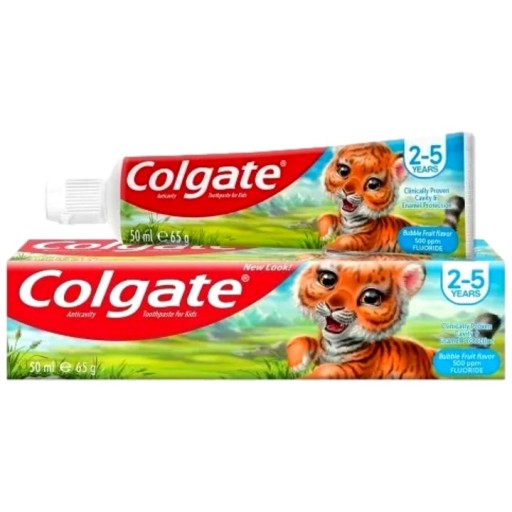Colgate Junior Bubble Gum zubná pasta pre deti 2-5 rokov 500ppm Tiger
