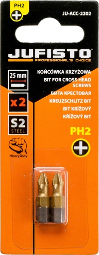 PH2 x 25 mm krížové hroty - 2 ks.