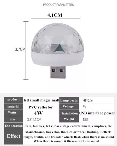 LED USB Mini Disco Ball Sound Activated Party Ball