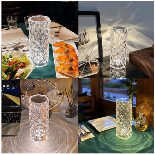 LED KRYŠTÁLOVÁ NOČNÁ STOLNÁ LAMPA S DIAĽKOVÝM OVLÁDANÍM RGB DEKORATÍVNA STOLNÁ LAMPA USB