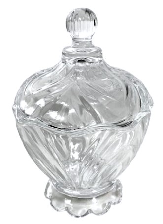 Sklenená cukornička, krištáľ, hrubé sklo, elegantná