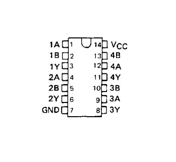 74LS26 IC: 4x 2-vstupové hradla NAND