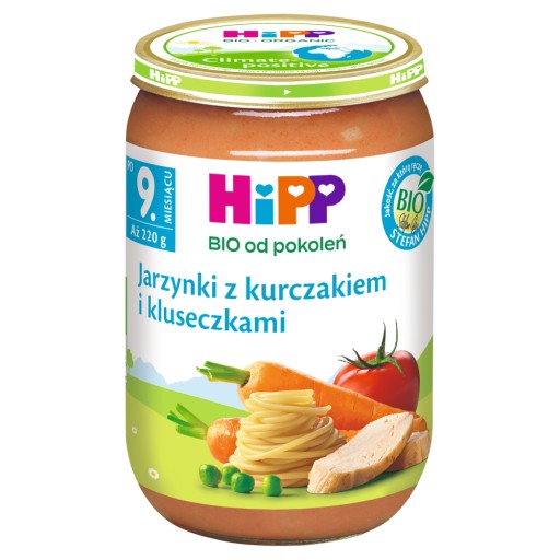 Obed Zelenina s kuracím mäsom a knedľou po 9. mesiaci HiPP BIO 220 g