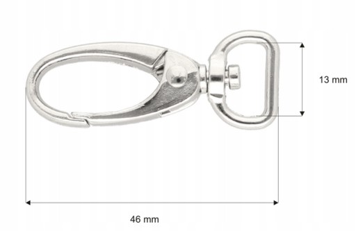 Kovová karabína 13 mm krab, leštený nikel