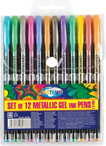 SADA METALICKÝCH GÉLOVÝCH PERÁ 12 FARIEB 807..