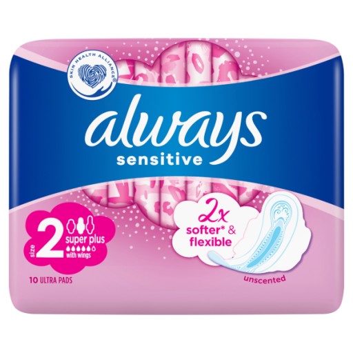 Hygienické vložky Always Ultra Sensitive Super Plus s krídelkami, 10