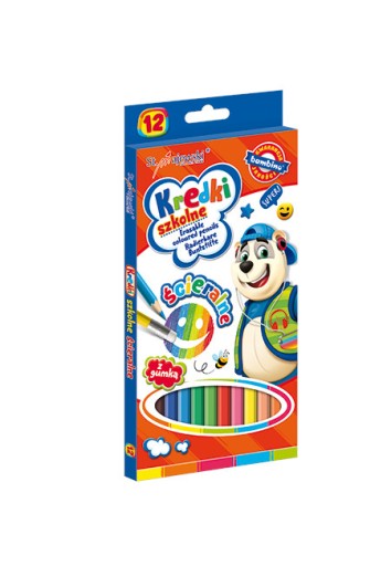 Bambino stierateľné ceruzkové pastelky s gumou, 12 farieb
