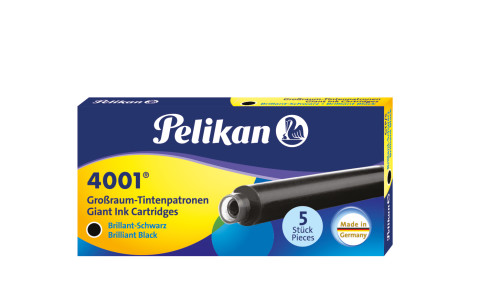 Pelikan 4001 čierne dlhé atramentové kazety, 5 ks