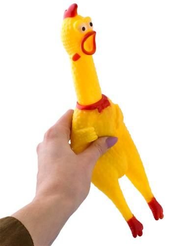 Gumové pískacie hryzátko pre psa kurča 16cm 2019