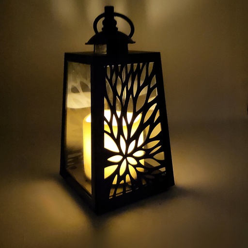 Prelamovaná lampa s LED sviečkou Lucerna so sviečkou s vložkou batérie