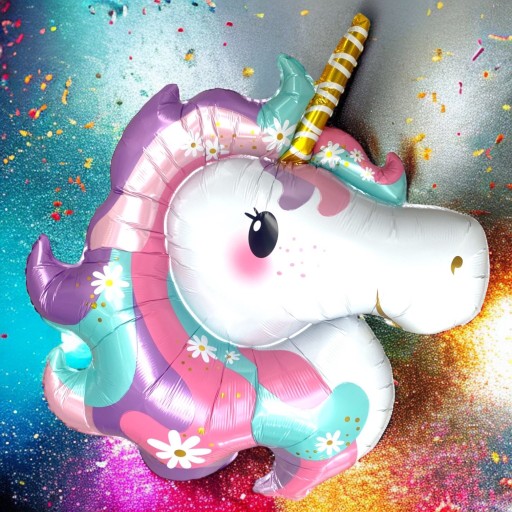 Fóliový balónik UNICORN UNICORN, farebný, veľká hlava jednorožca