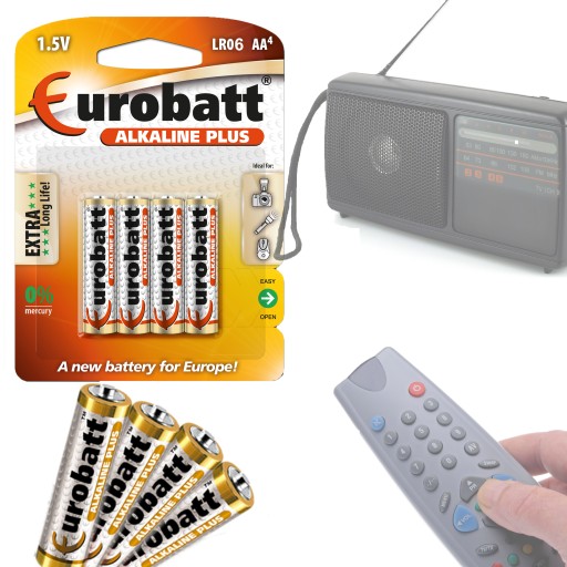 ALKALICKÉ PLUS BATÉRIE! 4ks EUROBATT AA 1,5V LR06 R6 SILNE ALKAL
