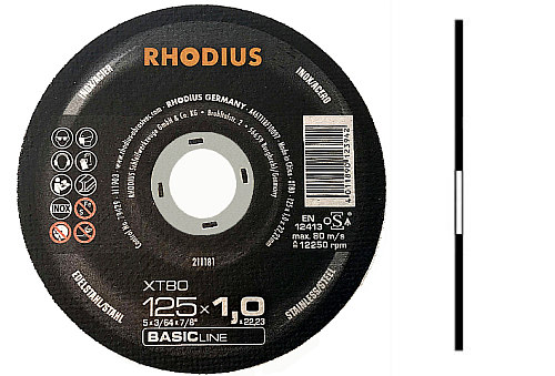 Štítové rezné kotúče na kov 125x1,0 RHODIUS BASIC XT85