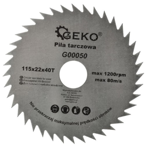 Pílový kotúč na drevo 115x22x40T b v GEKO G00050