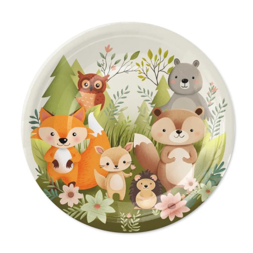 Papierové taniere Forest friends, 7 palcov, 6 ks.