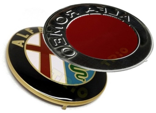 Logo znaku ZLATÝ odznak Alfa Romeo vpredu a vzadu