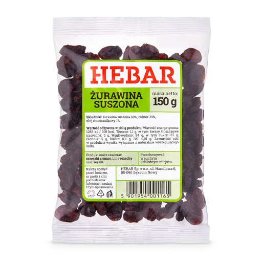 SUŠENÉ BRUSINKY 150 G ŠŤAVNATÝ HEBAR CELÉ OVOCIE