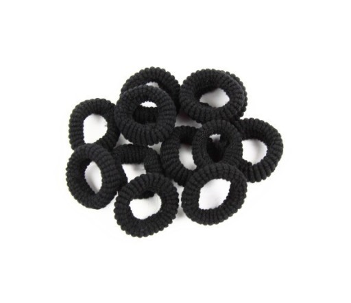 Donegal Mäkké, pružné, čierne gumičky do vlasov, priemer 3 cm, 12 kusov