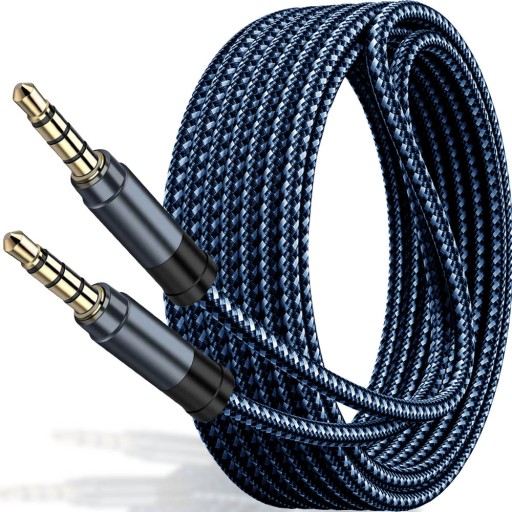 KÁBEL AUDIO MINI KONEKTOR 3,5 MM AUX KÁBEL DLHÝ PEVNÝ VYZTUŽENÝ NYLON 1,5 m