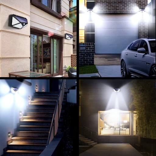 SOLAR LAMPA 100 LED S POHYBOVÝM A SÚMRAKOVÝM SENZOROM NÁSTENNÁ LAMPA