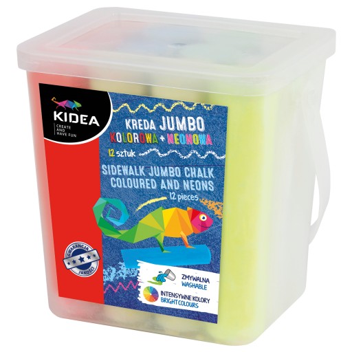 KIDEA Jumbo farebná krieda, hrubá, farebná + neónová, 12 kusov