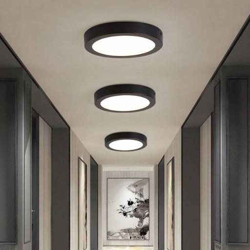 Okrúhle stropné svietidlo DOWNLIGHT, čierne, 12W, prisadené, 4K
