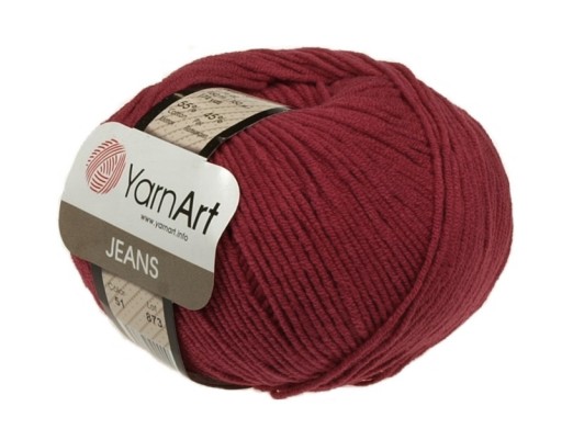 YARNART JEANS 51 tmavočervená priadza