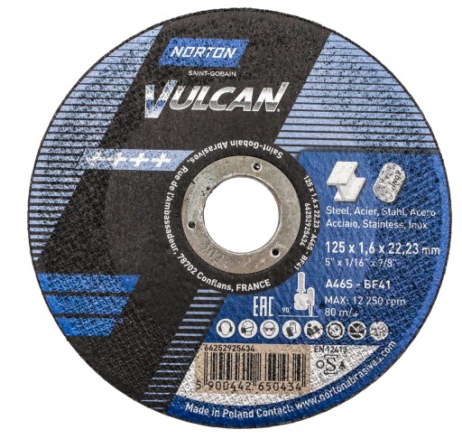 REZNÉ KOTÚČE KOVOVÉ INOX OCEĽ NORTON VULCAN 125x1,6