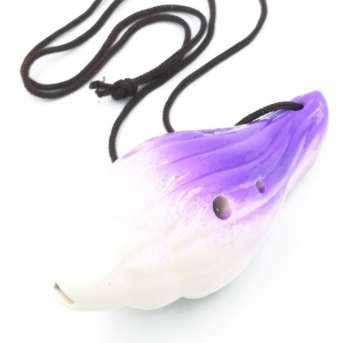 mini OCARINA keramická škrupina fialová 6 otvorov rukoväte okaríny