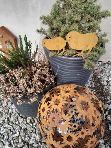 Chicks Veľkonočná dekorácia Záhradná dekorácia A-board Corten Effect 2 ks